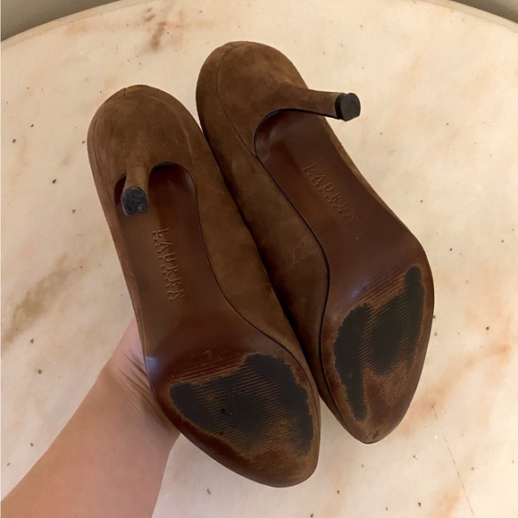 Lauren Ralph Lauren Caia Brown Suede 3.5 inch Heels Size 6.5 - Picture 8 of 9